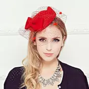 Womens Veil Hat Bow Fedoras Dress Fascinator Wool Felt Pillbox Party Wedding