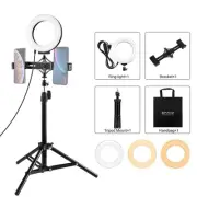 70Cm Tripod Mount & Live Broadcast Dual Phone Bracket & 6.2 Inch 16Cm Led Rin...