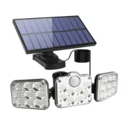 138 LED Solar Light Motion Sensor 3 Head Outdoor Garden Wall Security Flood Lamp