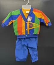 NOS Vtg Hopscotch Baby Boy Varsity Jacket 3 Piece Outfit Stripes Sz 12 month