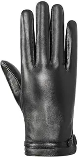 [Generic] Men's Leather Gloves Men's Leather Gloves Autumn and Winter Warm Padded Thickened Touch Screen Driving Riding Handsome Business Cycling Gloves