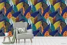 3D Leaves Colorful Pattern Self-adhesive Removeable Wallpaper Wall Mural