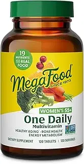 MegaFood Women's 55+ One Daily - Multivitamin with B, C & D vitamins, Folate, Biotin - Non-GMO, Gluten-Free, Vegetarian, & Made without Dairy and Soy - 120 Tabs