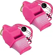 Fox 40 Sonik Blast Cushion Mouth Group Sports and Safety Loud Whistle with Lanyard Pink (2 Pack)