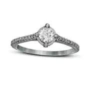 0.75 CT. T.W. Natural Diamond Engagement Ring in Solid 14K White Gold