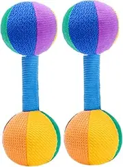 JUMPLAWN 2pcs Grip Dumbbell Rattle Multi Functional Plaything for Sensory Development and Muscle Exercise Early Education Essential for Months Soft Handle for Comfort