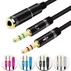 AUX 3.5mm Stereo Mic Splitter Cable Female to Male Headphone Microphone Adapter