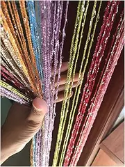 [Eyotool] 1x2 M Door String Curtain Rare Flat Thread Fringe Panel Room Divider Cute Strip Tassel for Wedding Coffee House Restaurant Parts (Multicolor)