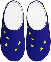 [EdWal] Alaska state flag print Winter Warm Slippers Indoor Anti-skid Plush Slippers Relaxing at Home for Women Men, Black, 5 UK