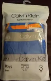 Calvin Klein CK Boys Brief Cotton Stretch 3 Pack size Small 6/7