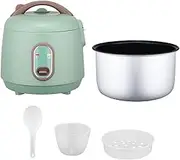 Small Rice Cooker, Portable 2L Mini Rice Cooker with Handle, Non-Stick Ramen Cooker, Rice Maker, Electric Cooker for Soft White Rice, Brown Rice, Sushi, Porridge(Green)
