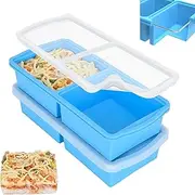 ZIP STANDING Silicone Freezer Trays with Lid,2-cup Soup Freezer Container large Ice Cube Molds with Reinforced Steel Ring Top for freezing Soup Sauce Broth Leftovers oven Dishwasher -Safe