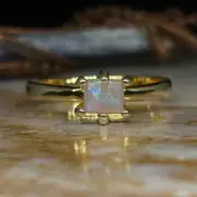 Simple Faceted 6-Prong Split Adjustable Custom Designer Rose Gold Opal Ring