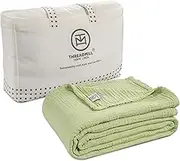 Threadmill Muslin Blanket for Queen Size Bed | 4 Layer 100% Cotton Gauze | Soft, Breathable, and Cozy for All Seasons | Lightweight Fits Full Size Bed | Sage Green