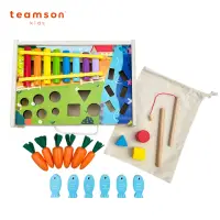 在飛比找momo購物網優惠-【Teamson】木製釣魚四合一玩具盒組(釣魚、採蘿蔔、鐵琴