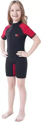 Dark Lightning 3/2mm Kids S 6 Black Red Wetsuit Unisex Neoprene Thermal Scuba