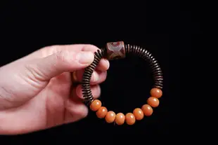 瑪瑙天珠手串風化菩提根椰殼手串創意個性單圈佛珠手鏈民族風飾品