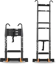 Aluminum Multi Purpose Telescopic Ladder with Stabiliser Bar Portable A-Frame Telescoping Step Ladders Multi-Purpose Folding Ladder for Outdoor & Indoor Repairing Work