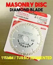 Masonry Grinder Blade Disc 115mm TURBO SEGMENTED Diamond Angle Wet Dry Cutting