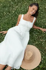 [PUP4] Kinslee Midi Dress - White L White