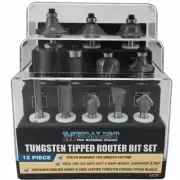 Medalist ROUTER BIT SET 12Pcs 1/4inch Shank, Sealed Bearings, Carbide Tipped
