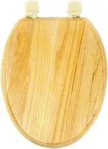 Wood Elongated Toilet Seat,Quietly Close and Quick Release Hinges Toilet Seat,Easy to Install Also Easy to Clean(V-Type)