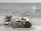 3D Modern Mountain Sun Self-adhesive Removeable Wallpaper Wall Mural