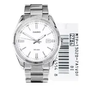 Casio MTP-1302D-7A1 Silver Stainless Steel Analog Watch White Dial 50M Men