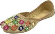 [Step n Style] Juttis for Girls Toddler/Little Kid/Big Kid Ballerina Flat Slip on Formal Party Shoes Juti Girls Beaded Mojari Punjabi Jutti