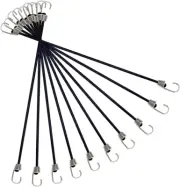 10 Pack Mini Bungee Cords with Hooks, 9 Inch Rubber Stretchy Bungee Cords with C