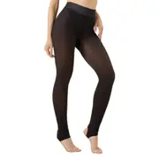 Women Fleece Lined Tights Stretchy Thick Tights Stockings-Black
