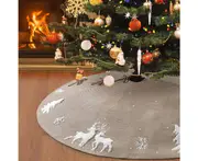 Tree Skirt Knitted Christmas Tree Skirts 3D Tree Skirts Xmas Holiday Ornaments-Khaki