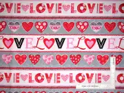 Hearts of Love Valentine Love Hearts Stripe Cotton Fabric Studio E By The Yard