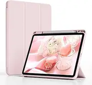 GKABXY case for iPad Air 6th Generation 11 Inch Case M2 2024 & iPad Air 5th/4th Gen 10.9 Inch 2022/2020 with Pencil Holder, Soft TPU Back Slim Trifold Smart Cover, Durable Protection- Pink