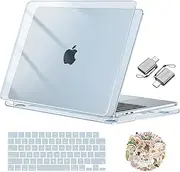MOSISO Compatible with MacBook Air 13 inch Case 2025 2024 2023 2022 M4 A3240 M3 A3113 M2 A2681, Plastic Hard Shell&Keyboard Cover&Laptop Decals&Type C for MacBook Air 13.6 inch Case, Crystal Sky Blue