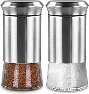 Set of 2 Salt and Pepper Shakers Stainless Steel Dredge Shaker Seasoning Spice Shakers for Himalayan, Kosher and Sea Salts