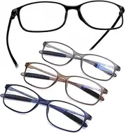 AQWANO 4 Pairs Computer Reading Glasses Blue Light Blocking Lightweight Flexible TR90 Unbreakable UV Protection Readers for Women Men, 1.5