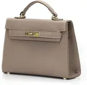 [FENGJINRUHUA] Women's Top Handle Satchel with Detachable Strap Ladies Designer Leather Crossbody Bag, A-khaki