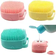 Body Scrubber with Soap Dispenser for Shower, 3 Pack Silicone Exfoliating Brushes, Soft Body Exfoliator, Bath Loofah for Women, Men and Pets, 3 Colors (Style 1, One size)