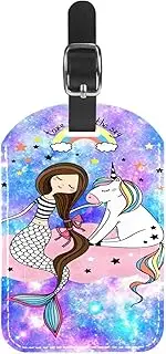 [WOSHJIUK] Luggage Tags,2 Pack Labels Suitcase Tags,Unicorn and Girl,Luggage Tags Privacy Protection Travel Bag Tag