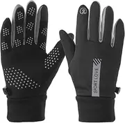 [uxcell] Winter Ski Snow Gloves, 1 Pair Waterproof Winter Warming Gloves Touchscreen Skiing Work Gloves for Men, Black-Grey