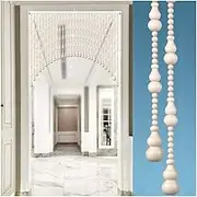 Hanging Room Divider, Hanging Room Divider Wood Beaded Curtain,Natural Wooden Doorway Beads,Handmade Door String Curtains,Bedroom Living Room Divider Backdrop Decoration,Arched,2 Styles