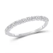 14k White Gold Round Diamond Stackable Band Ring 1/20 Cttw