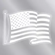 White Waving American Flag Back Static Cling