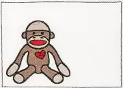 Sock Monkey embroidered Quilt Label kids, children, to customize with your text