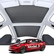 2022 Tesla Model 3 Sunshade Model 3 Accessories Glass Roof Sunshade Sunroof Rear Window Sunshade Compatible for Tesla Model 3 Sunshade with Skylight Reflective Covers 2021 2022(4 of Set)