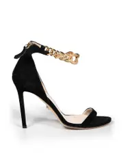 Black Suede Chain Strap Sandals
