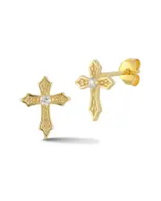 Glaze Jewelry 14K Over Silver CZ Cross Studs