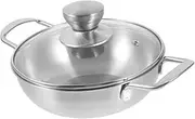FOYTOKI Cooking Pot for Home Portable Outdoor Pot 20cm Stainless Steel Wok Vegetable Wok for Accessory