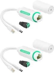 DC12V Waterproof POE Splitter, 10/100Mbps Outdoor Power over Ethernet Splitter,